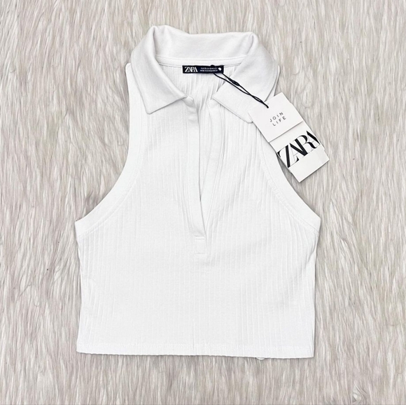 ZARA - Ribbed Polo Crop Top - Picture 3 of 7